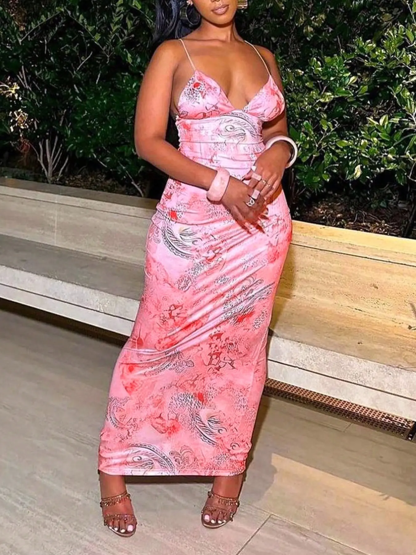 pink strappy bodycon dress Bianca Strappy Bodycon Maxi Dress in Pink, summer 2026 dress, Bodycon Maxi dress, Strappy evening dress, women's dress, SOERA
