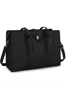 Fashion Solid Color Laptop Bag, Large Capacity Waterproof Work Shoulder Bag, Professional Computer Briefcase, Business Office Bag, Handbag for Women