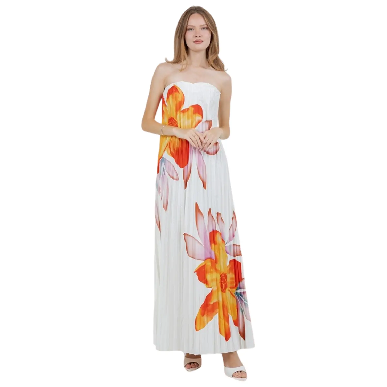 Sunset Bloom Pleated Maxi
