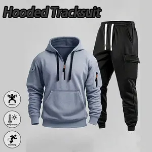 Men's Casual Outdoor Fall/Winter Trendy Versatile Sports Set Warm Long Sleeve Hoodie Clothes Menswear Pants Top