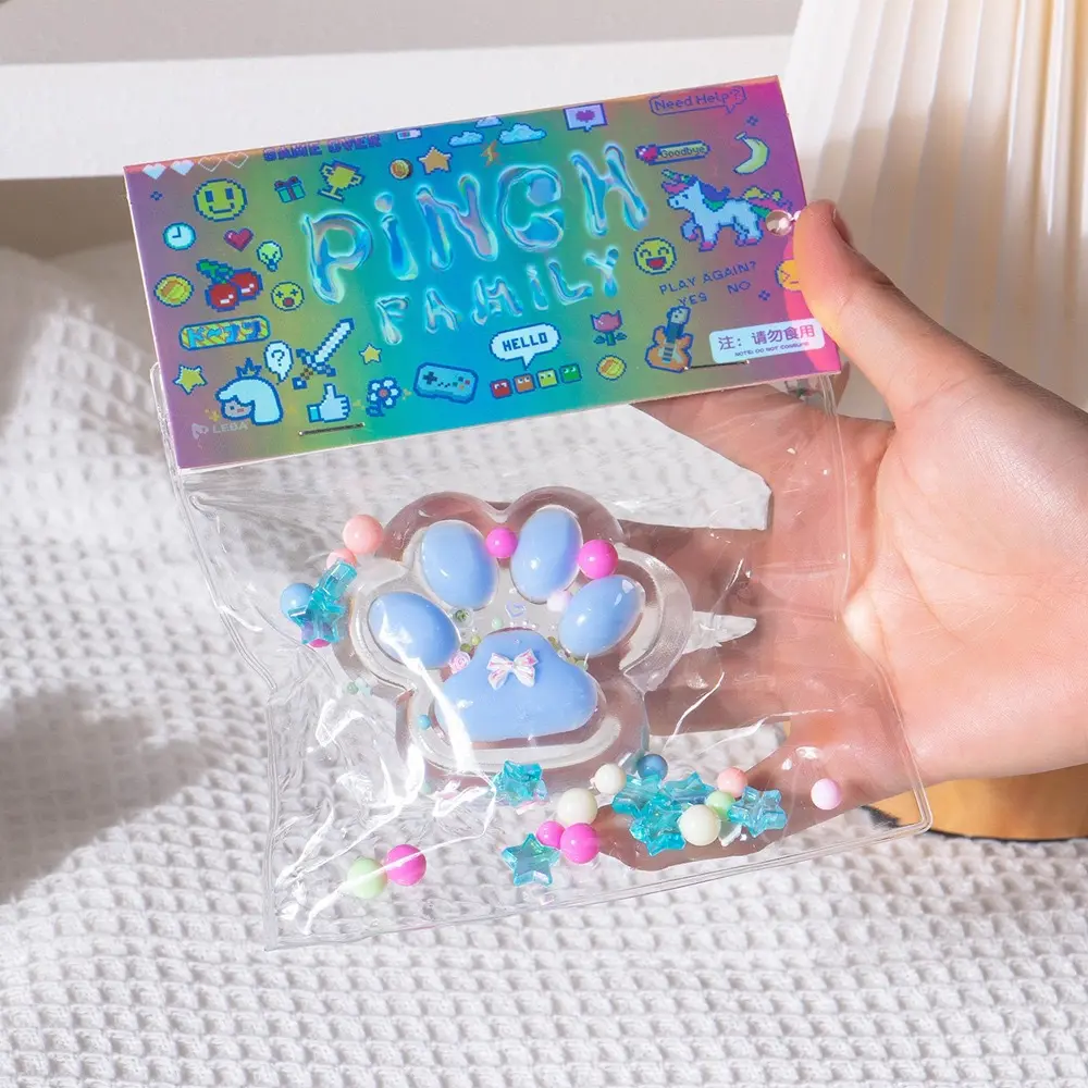 2-Pack Transparent Blue Cat Paw Design