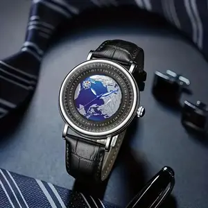 Planetary Automatic Watch: Blue Globe Dial, Lumibrite Markers, 44mm Stainless Steel