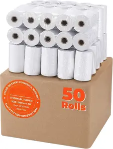 2 1/4" x 50' Thermal Paper (50 Rolls),  Receipt Paper, 58mm Thermal Receipt Papers Fits  58mm Thermal POS Printer, Square Terminal Credit Card Machines thick  printers clearly