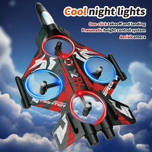 Foam RC Plane Drone for Kids, Remote Control Airplane Fighter Jet with LED Light, Auto Hover, 360°Flip,