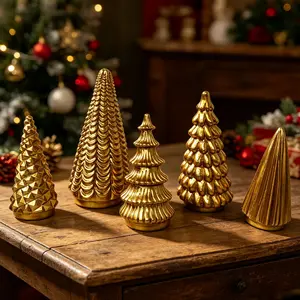 5 Piece Christmas Tree Decor Resin Ornaments, Luxury High-End 3D Relief Craft, Living Room Bedroom Holiday Decoration