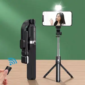 Extendable Smartphone Tripod with Light: Bluetooth Remote Selfie Stand for Hands-Free Photos – Foldable Travel Essential for Content Creators & Influencers