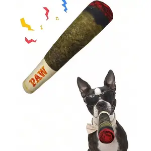 Funny Interactive Dog Toys, Cigar Design Plush Squeaky Pet Toys, Grinding Teeth Creative Chew Toy for Small & Medium Dogs, Chew Stick