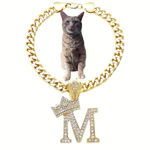 BA Unique Fashion Initial Letter "M" Cuban Chain Necklace for Dogs, Cats Pet Chain Fashion Necklace