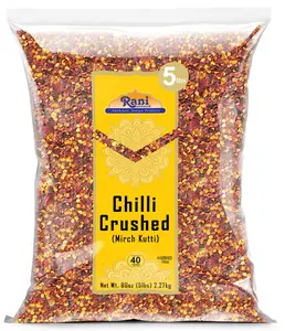Rani Crushed Red Pepper Flakes Chilli (Pizza Type Cut) 80oz (5lbs) 2.27kg Bulk ~ All Natural, No Color added, Gluten Friendly | Vegan | NON-GMO | Kosher | No Salt or fillers