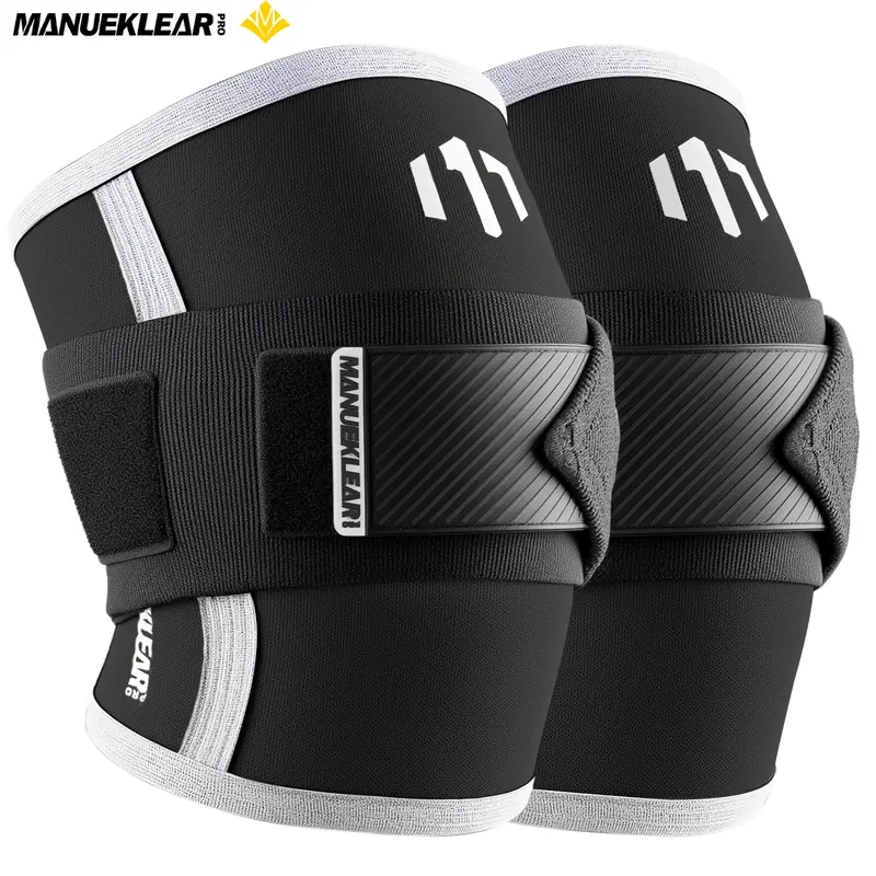 MANUEKLEAR Adjustable Compression Elbow Wraps for Weightlifting(1 Pair), Elbow Sleeves Weightlifting Men with Compression Band, 5mm Neoprene Elbow Strap for Weight Lifting and Bench Press