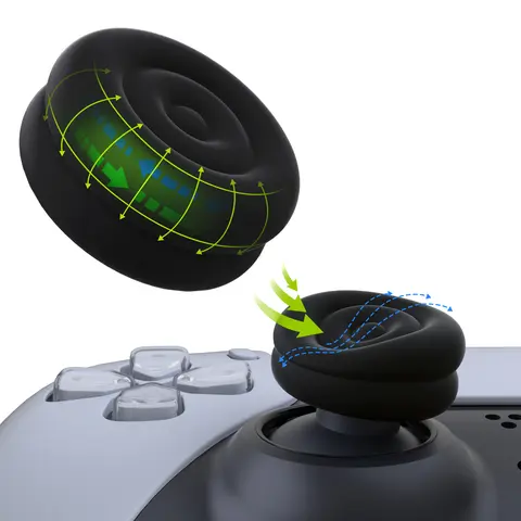PlayVital Rubber Joystick Thumb Grips with Circle Texture & Cushion Cover, Protective Game Peripherals for PS5, PS4, Xbox Elite Series 2, Xbox Series X/S, Nintendo Switch Pro Consoles (Offers Console Protection)