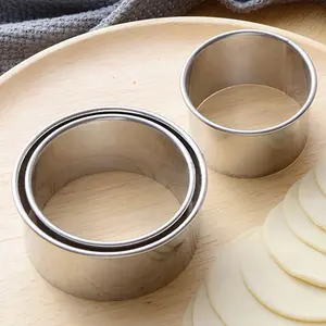 3pcs Stainless Steel Round Dumpling Skin Mold, Dough Cutter Mold, Household Mousse Circle For Kitchen Cooking Baking Baking Utensils Supplies