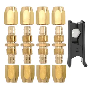 4Pcs Soild Brass Air Reusable Hose Splicer For 1/4-Inch ID Hose,1/4" Air Hose Repair Fitting Garden Tools - Home Improvement.