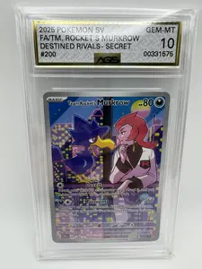 Graded AGS 10 Team Rocket's Murkrow 2025 Destined Rivals 200 Holographic Pokemon Card
