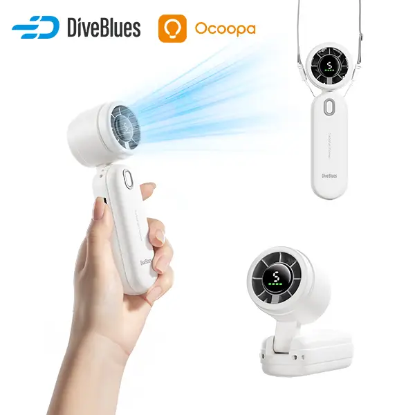 Ocoopa iTurbo Handheld Turbo Fan, Mini Foldable Portable Hand Fans, 26900RPM 4000mAh Rechargeable Battery, 5 Gear High Speeds Led Display,Powerful Air