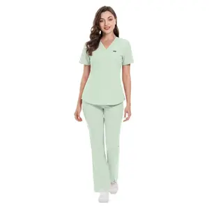 NiaaHinn new V-neck short-sleeve scrub suit for women is a quick-drying short-sleeve surgical gown suitable for nurses and pet hospital workers. It is a 12-hour uniform with comfortable and skin-friendly fabric