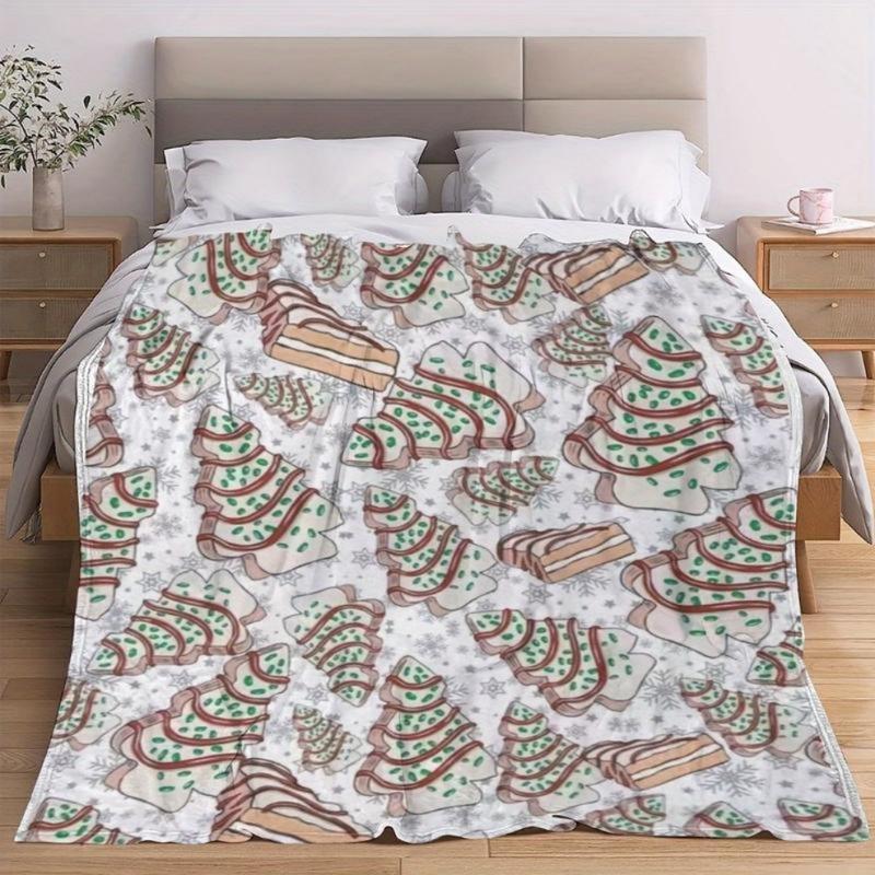 Soft All-Season Flannel Cozy Christmas Tree Cake-Shaped Throw Blanket - Perfect Gift For Sofa, Bed, And Travel