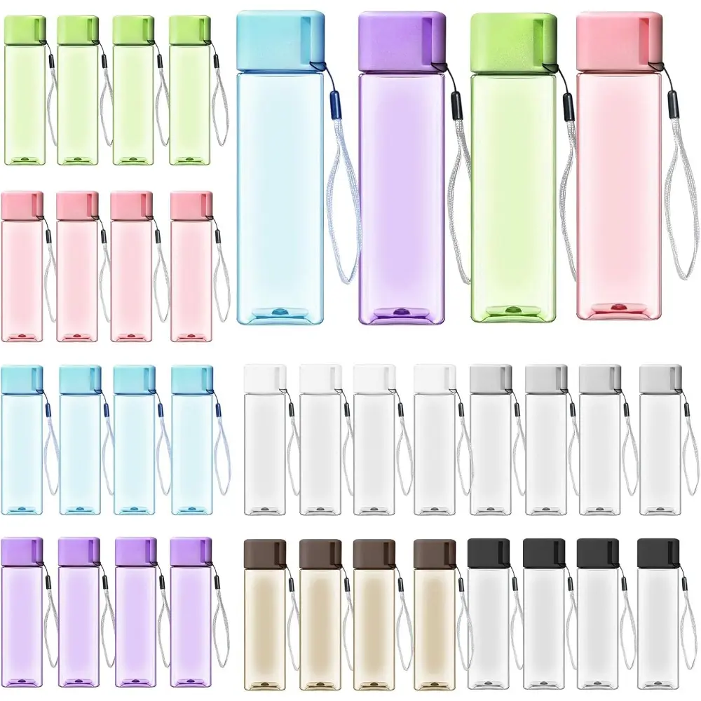 32 Pcs Water Bottle Bulk 17 oz Reusable Leak Proof Portable Bottles Plastic Sports Drink Bottles Large for Kids Adults for School Classroom Fitness Office Travel Camping (Multicolor) Drinkware Bottled