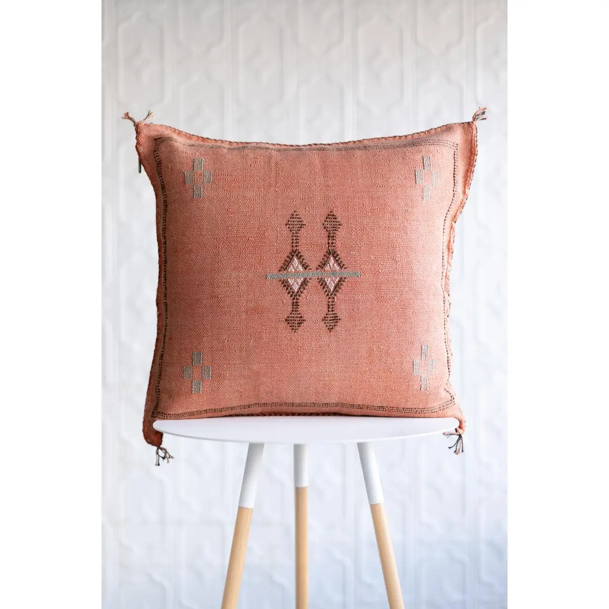 Coral Moroccan Sabra Cactus Silk Pillow - 145