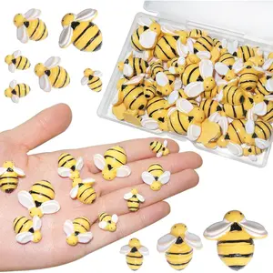 Craft Bees,50 Pcs Small Plastic  Bumble Bee Decor for Embellishments and Bee Themed Birthday Party Table Decoration