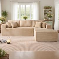 108" Beige L Shaped Sofa with Right Chaise