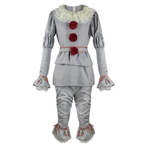 Pennywise Kids Adults Cosplay Costume Halloween Clown Performance Outfit