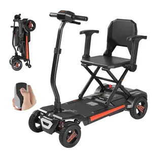 VEVOR 4-Wheel Electric Mobility Scooter for Adults Seniors, Integrated Automatic Folding Mobility Scooter with Remote Control, NFC Keys Long Range, 265LBS Loading Travel Wheelchair