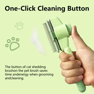 Cat Comb Dog Comb Pet Hair Removal Tool Short Stainless Steel Teeth Cat Flea Comb Dog Tick Comb Cat Brush With Release Button Self-Cleaning Convenient Hair Removal