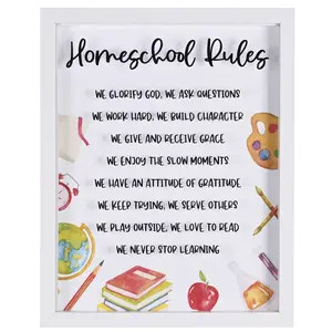 Dicksons FRMWDW-1114-52 Framed Wall Art Homeschool Rules 11x14, Wall Art Decor, Bathroom Wall Decor
