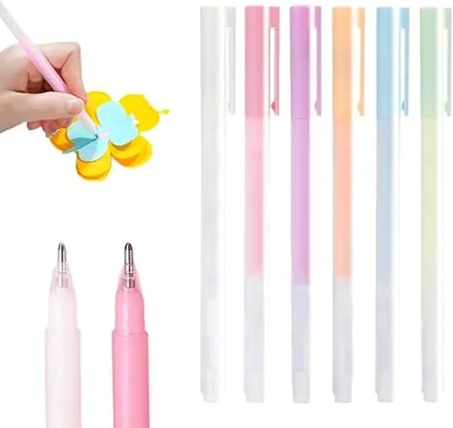 6PCS Quick-Dry Scrapbook Craft Pen Glue Set - Multi-Color Spot Glue with Round Grip, Ultra-Thin Coat, Super Sticky, Easy to Use, for Papercrafts, Back to School Supplies (Ages 6+) with Daily Maintenance Compatibility