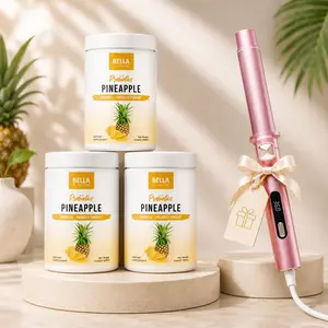 Bella All Natural Pineapple Glow Bundle: Pineapple Probiotics 3-Pack + Free Pink Curling Wand