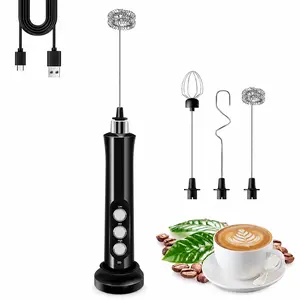 Rechargeable Milk Frother with Dual Coil Whisk, Portable Handheld Coffee Mixer for Matcha Latte Cappuccino
