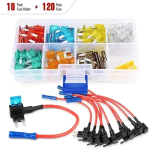 Nilight 120Pcs Mini Blade Fuse and 10Pcs Add-A-Circuit Fuse Holder