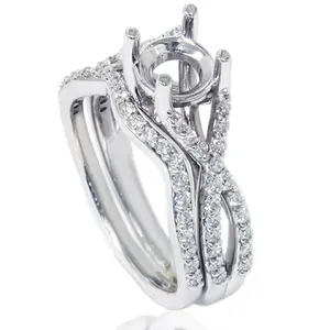 3/4ct Twist Engagement Ring Set 14K White Gold