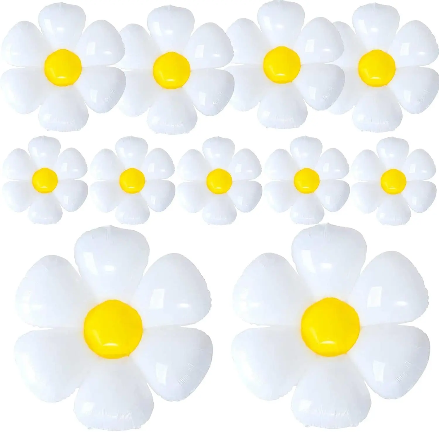 11 Pcs Daisy Balloons, Large White Flower Foil Balloons for Baby Shower & Wedding Decorations