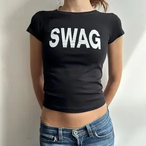 Trendy Swag Baby Tee – Y2K Graphic Aesthetic, Cute 2000s Outfit for Fashion Lovers