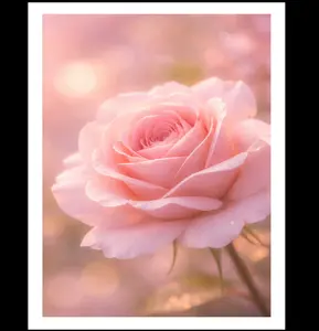 Pink Rose Poster – Soft Floral Wall Art, Romantic Aesthetic Room Decor, Elegant Flower Print