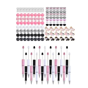 18x Cute Cow Beadable Ballpoint Pen Making Kits DIY Pens for Girl
