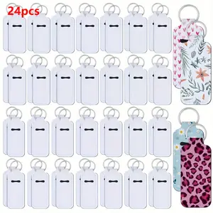 24pcs Reusable Heat Transfer Lipstick Keychain Holder| Made of PVC, Portable Travel Keychain Stand for Carrying Lipsticks, Suitable for Men and Women'S Keys, Bags, Backpacks, Perfect for Daily Use or Travel