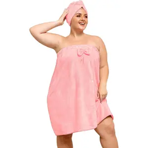 Plus Size Soft Bath Skirt & Shower Cap Set, 110-220 LBS, Women Shower Wrap Spa Bathrobe Comfortable Bath Towels, Birthday Gift for Women, Christmas New Year Gift, School First Day