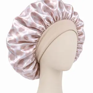 Leopard Double Layered Luxury Satin Bonnet with Travel Bag