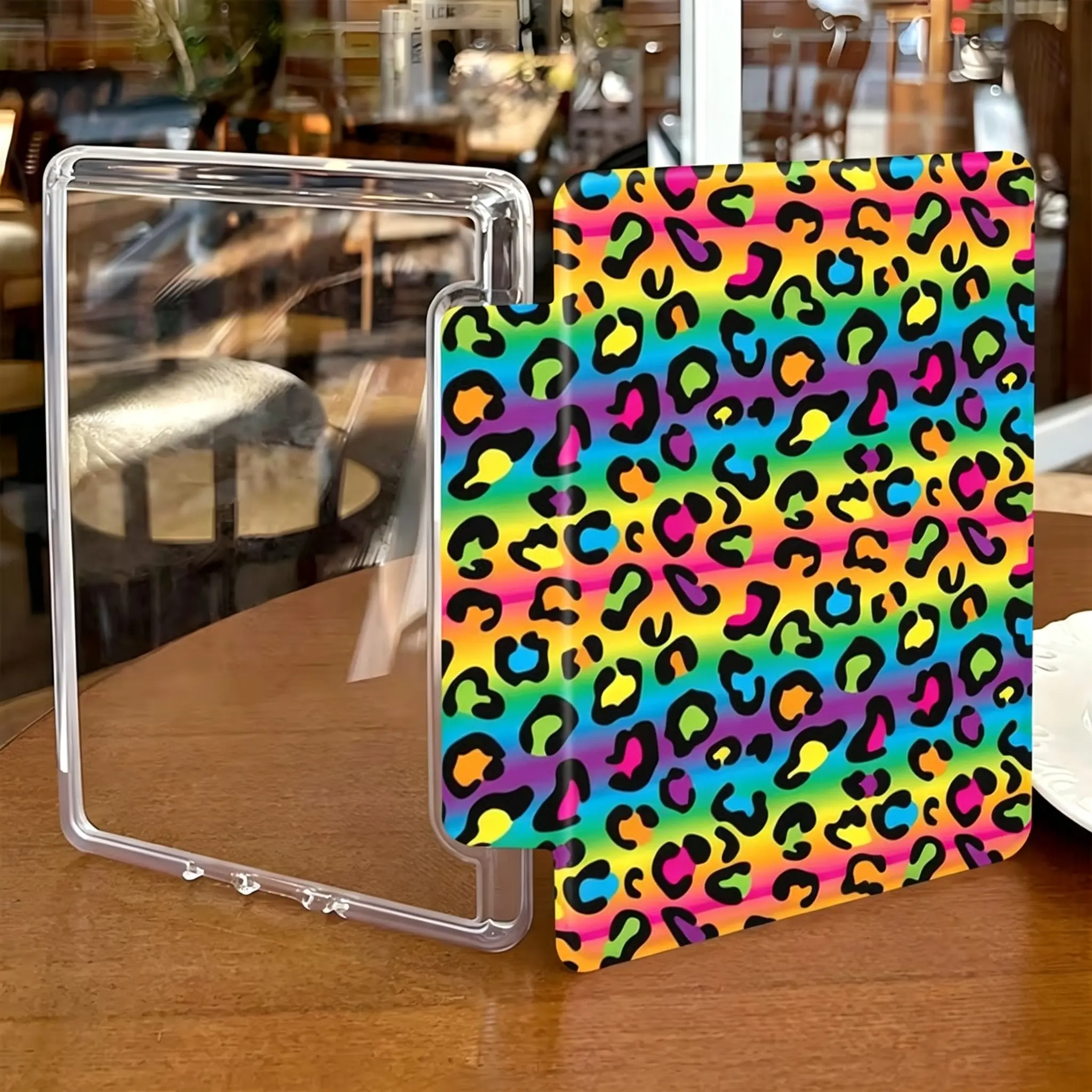 Leopard print protective case for 7/6.8/6-inch Kindle Paperwhite (12th/11th/10th/8th/7th/6th/5th generation -2024/2025 models) | Kindle ultra clear ultra soft transparent TPU back case, cute illustrations with hand strap, Mother's Day birthday gift