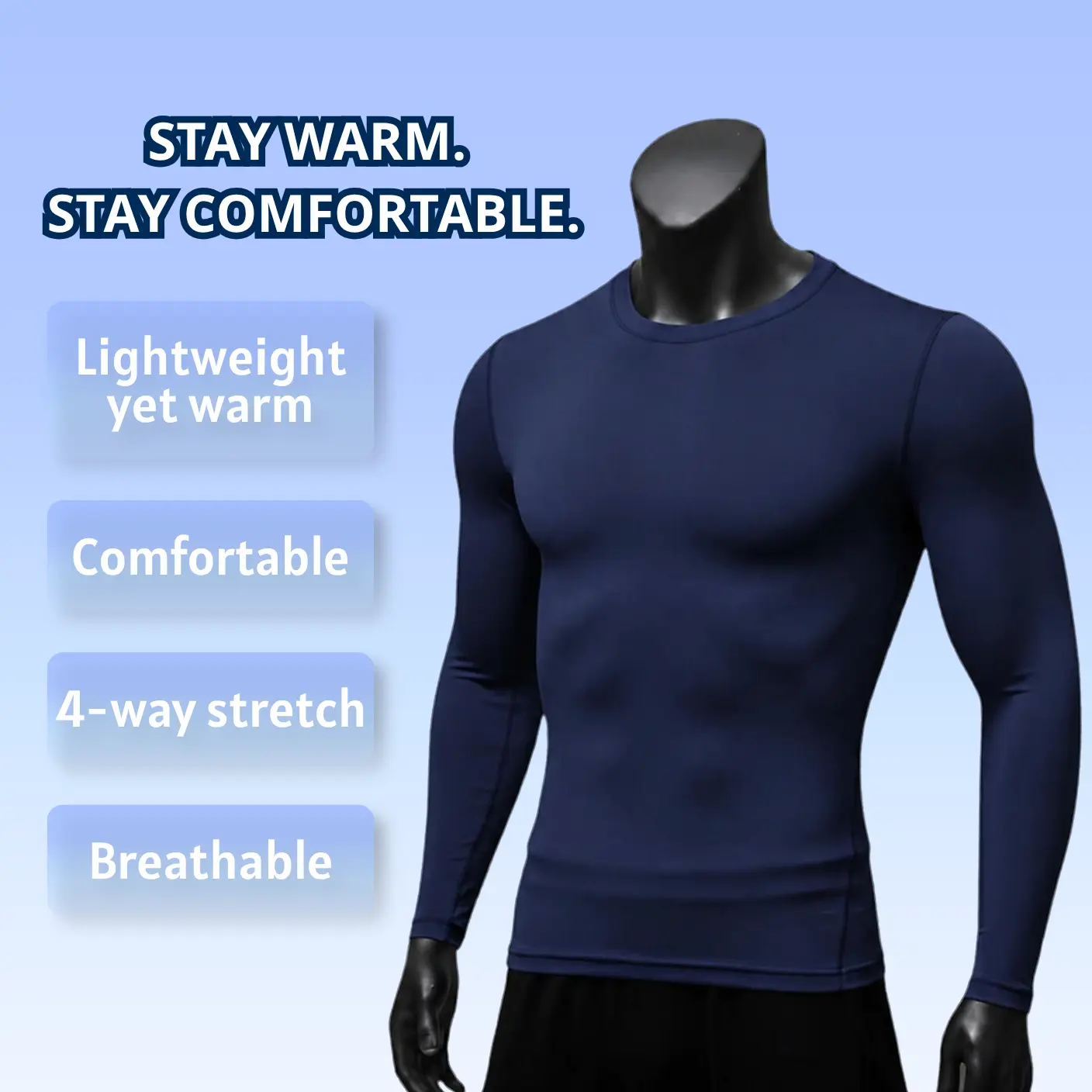 5-Pack Men's Thermal Long Sleeve Compression Shirt - Lightweight 4-Way Stretch Warm Fleece Lined Base Layer Top - Moisture Wicking Breathable Athletic Undershirt for Winter Running, Skiing, Snowboarding, Gym Workout & Cold Weather Sports