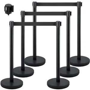 【fathersdaygift】VEVOR Crowd Control Stanchions,6-Pack Crowd Control Barriers with 3PCS 6.5FT Retractable BeltStanchion Posts Queue Pole for Crowd Control BarriersEasy Assembly