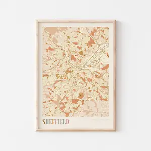 Sheffield Map Poster Wall Art Print United Kingdom Boho