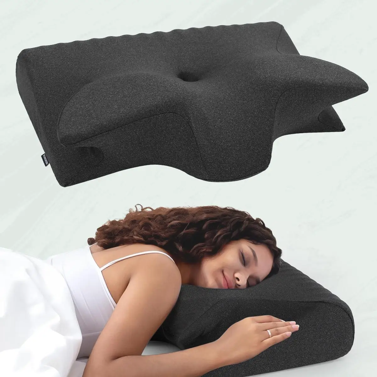 Ergonomic Neck Pillow, 1 Count Adjustable Supportive Memory Foam Pillow, Travel Neck Cushion, Neck Support Pillow for Side Sleeping, Back Sleeping, Travel, Dormitory, Bedroom