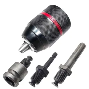 4 Pcs Hand Tools Set,Including 1.5-13mm Keyless Drill Chuck Metal Heavy Duty 1/2''-20UNF with SDS-Plus Shank 1/4" Hex Shank 1/2'' Socket Square Wrench Adapter for Impact Driver,Electric Drill,Hammer Drill