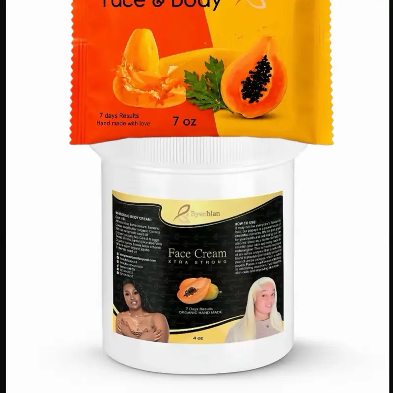 Byenblan Papaya Mini 2-Piece Set - 1 4oz Face Cream, 1 7oz Face & Body Soap