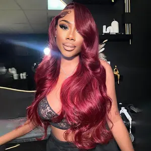 Tuneful 99j Burgundy Lace Front Wigs Human Hair 13x6 HD Transparent Lace 613 Body Wave Lace Front Wigs Human Hair Hot Red Pre Plucked Human Hair Wigs for Women