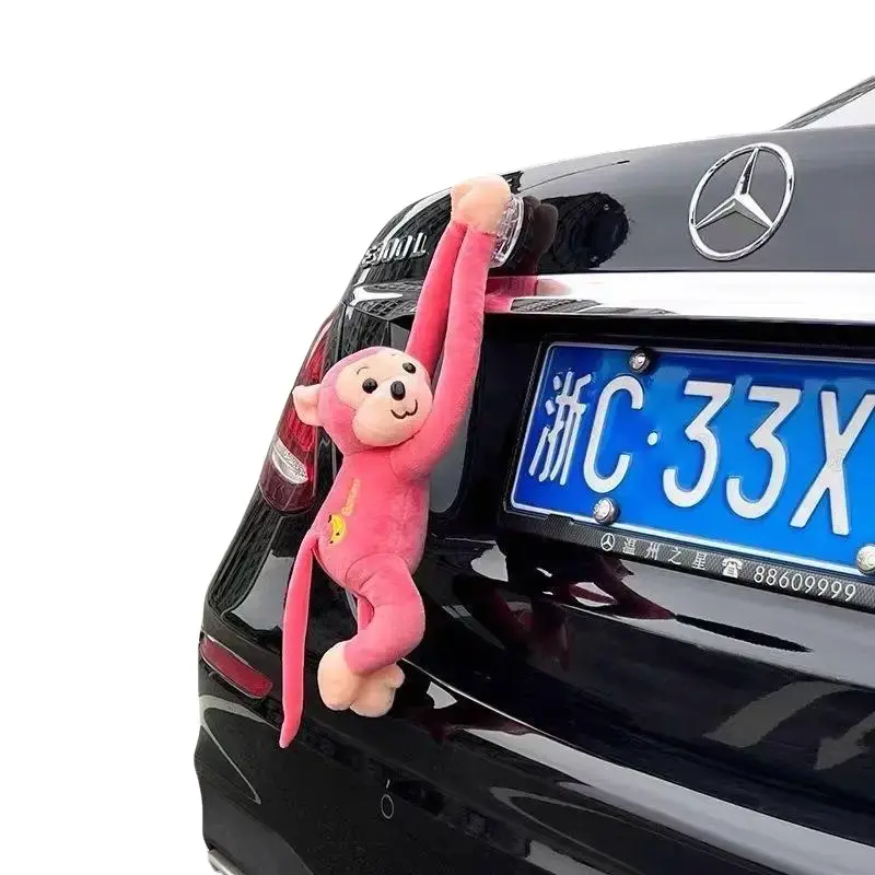 Car Rear Monkey Doll - Creative Hanging Long Arm Plush, Anti-Theft Car Decoration, Quick Release, Eye-Catching Accessory